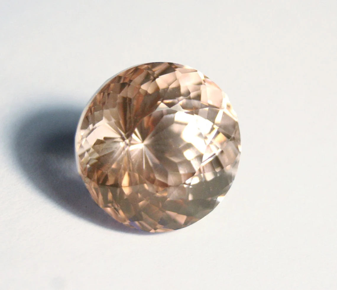 16.7ct Peach / Pink Morganite - Stunning Clean Precision Portuguese Cut Gem 15mm Round