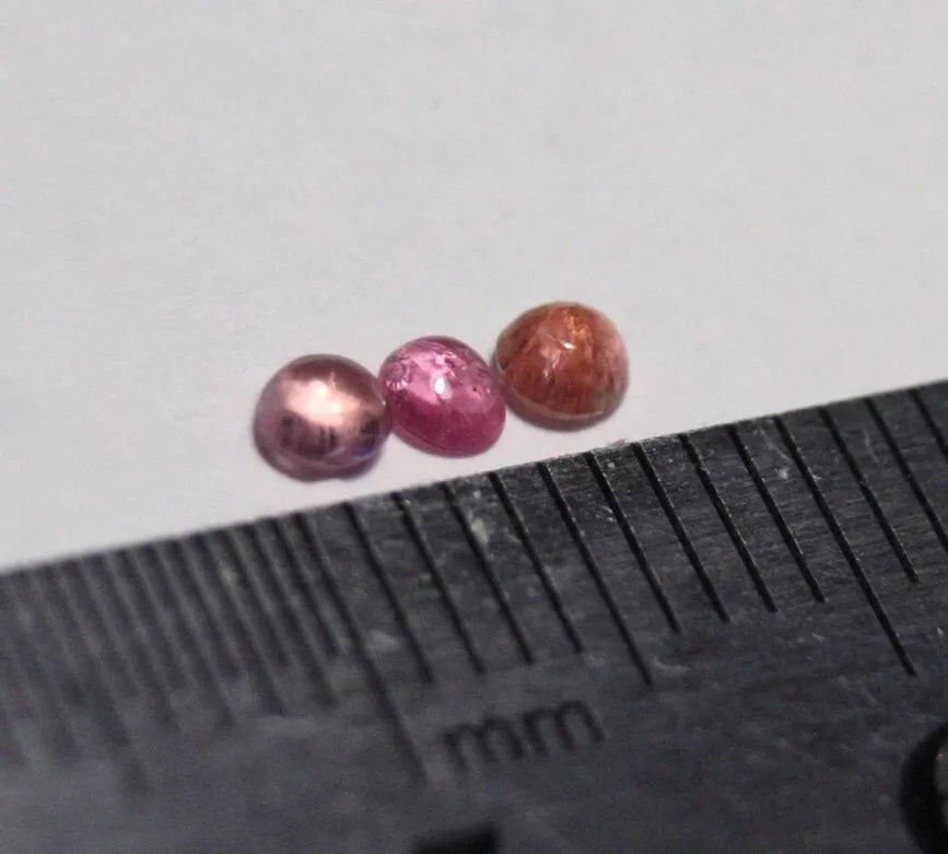 Pezzottaite Cabochon 3pc Lot 0.23ct Ultra Rare Neon Raspberry Beryl Madagascar