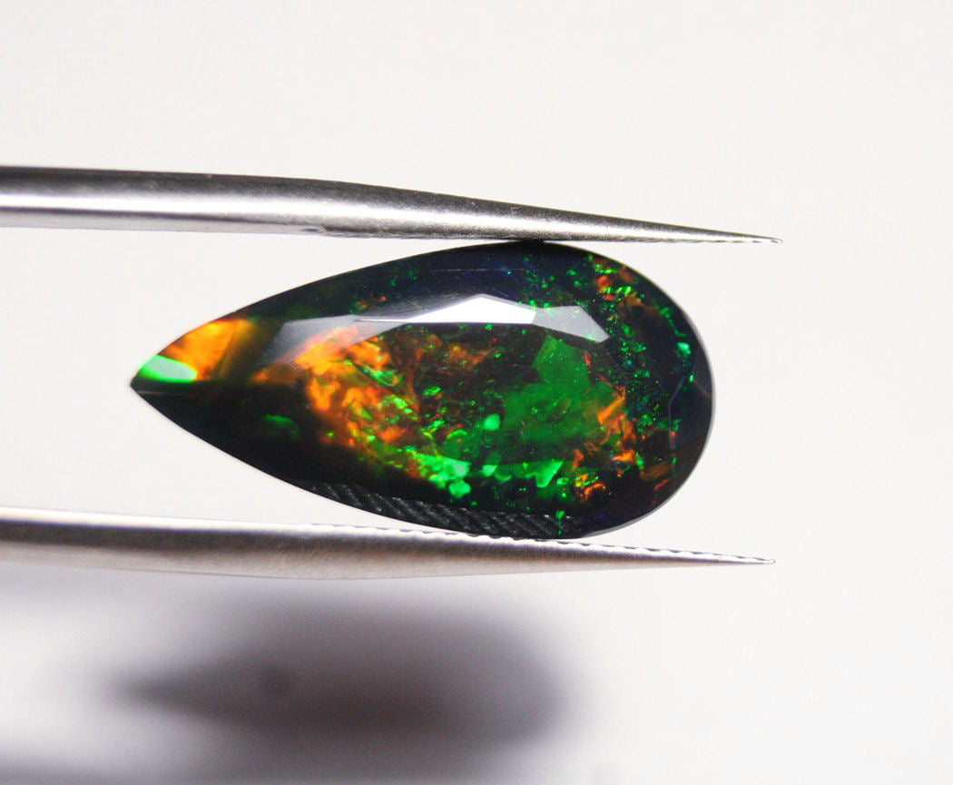 Faceted Black Welo Opal 5.2ct Rainbow Blaze AAA Natural Ethiopian Opal Video