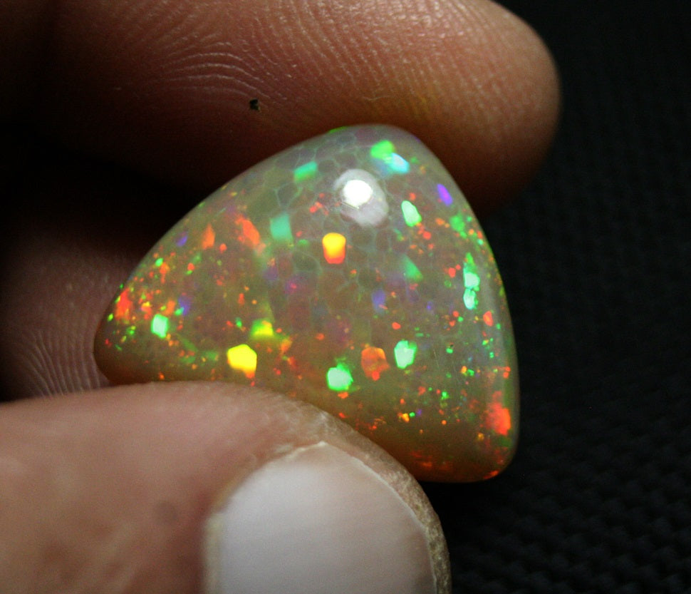 Welo Honey Opal Cabochon 16.2ct Honeycomb Confetti Inferno Natural Opal Video