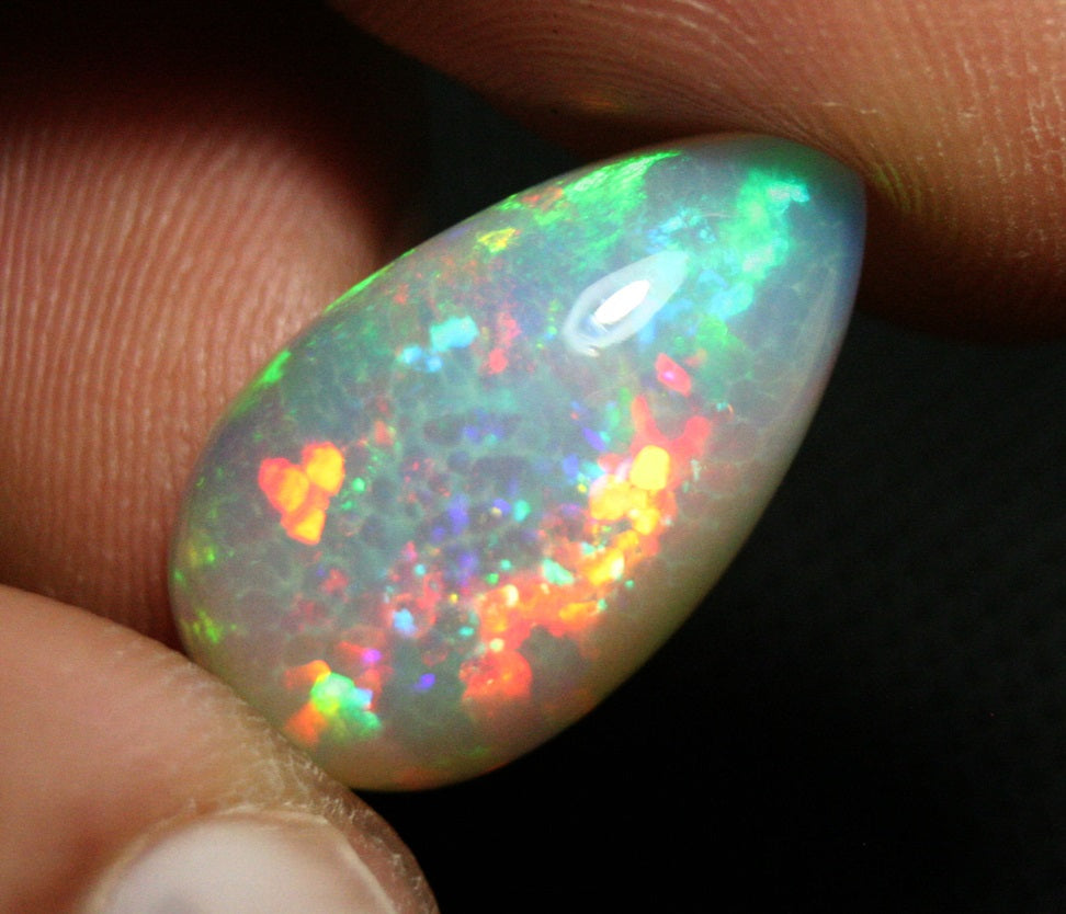 Welo Grey Base Opal Cabochon 14.6ct Micro Honeycomb AAA Natural Opal Video