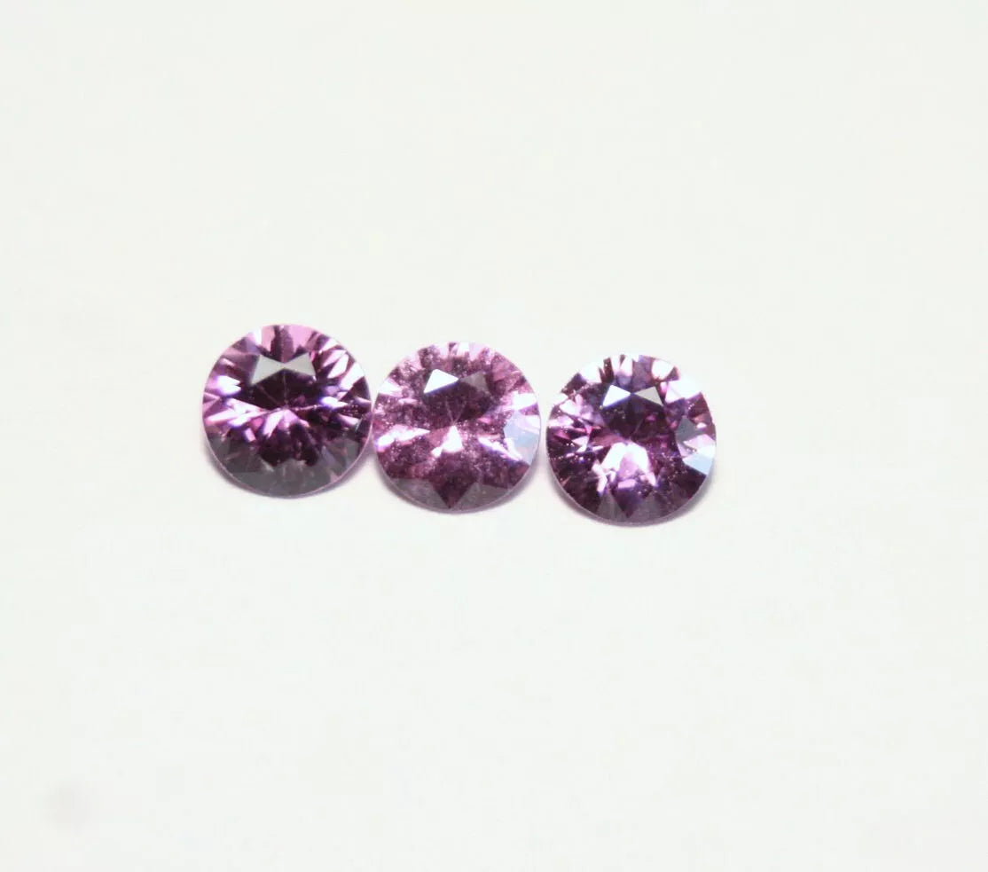 Umba Natural Sapphire 3pc 1.2ct Magenta Pink Purple Untreated Precision Cut 4.5mm