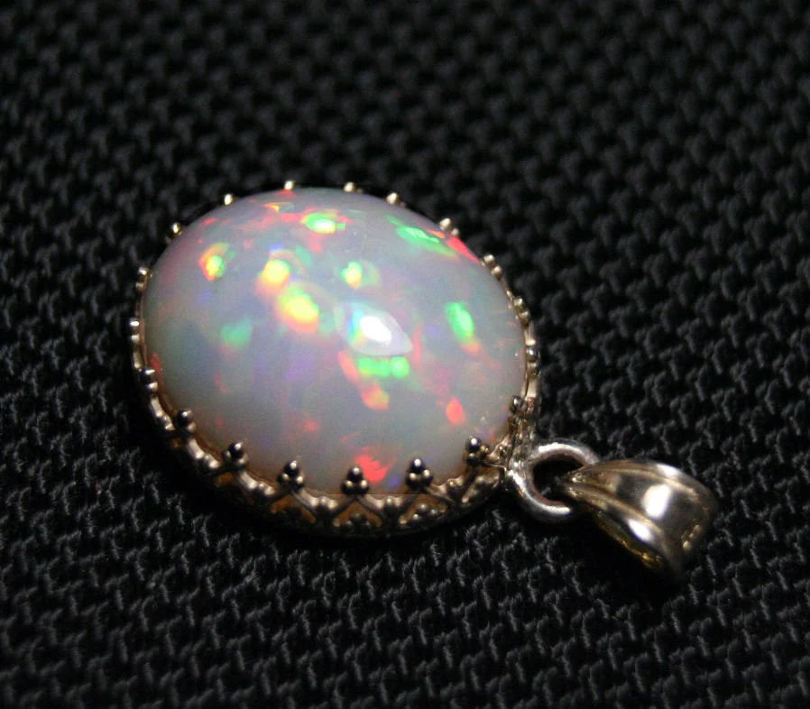 Solid Sterling Silver Pendant 10.8ct Welo Precious Opal Prism Flash Blaze Video