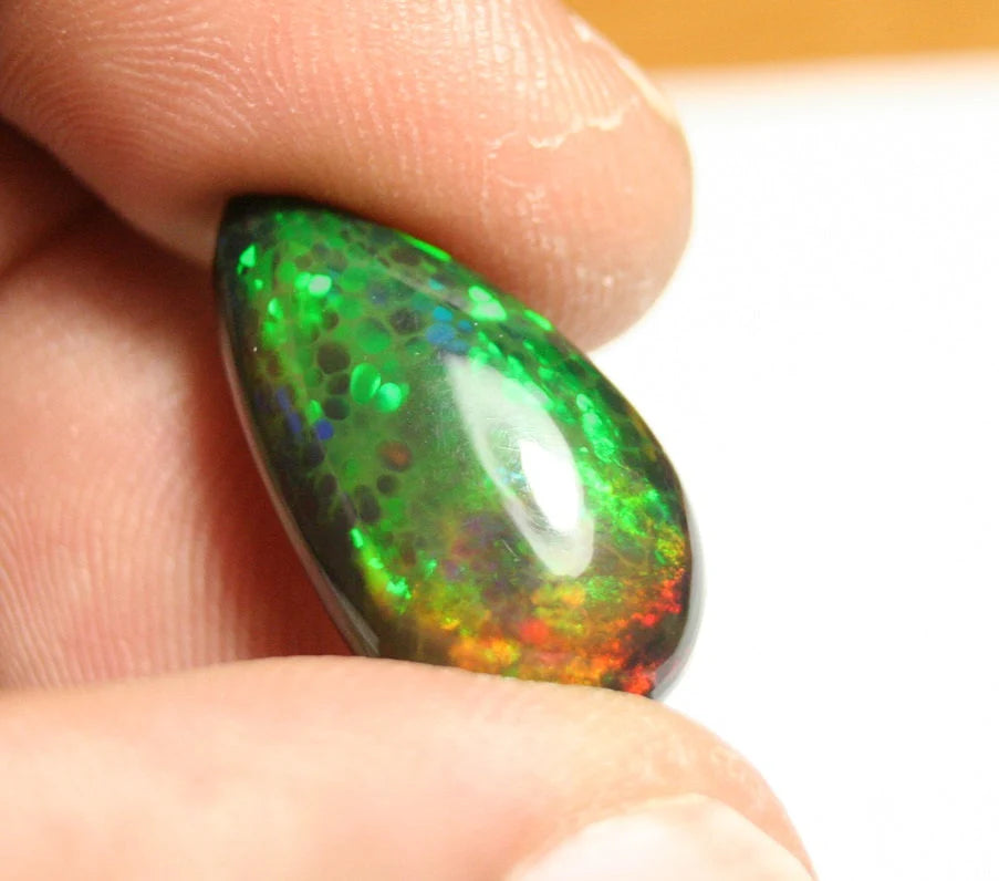 Welo Black Opal Cabochon 12ct Digital Neon Flake AAA Natural Opal Ethiopia Video