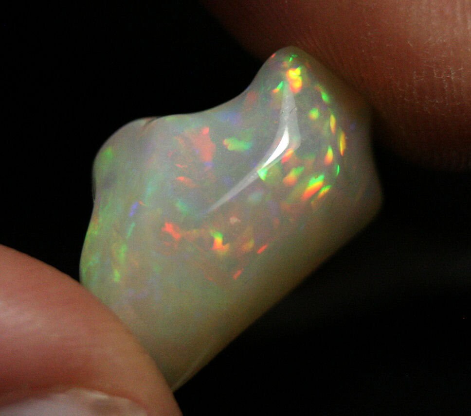 Welo Carved Crystal Opal 16.25ct Rainbow Confetti AAA Jelly Opal - See Video