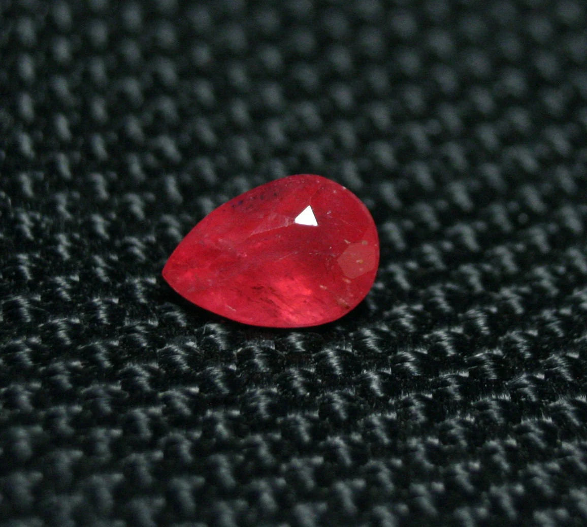 Rare Faceted Rhodonite 0.89ct Brazil Ultra Rare Crimson Red Gem Grade Rhodonite 7x5mm