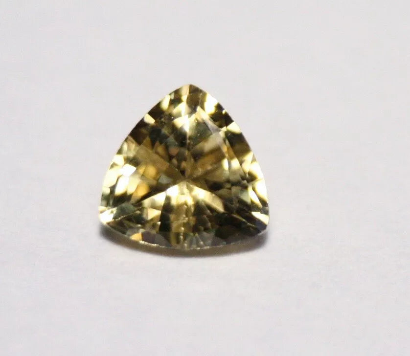 Burmese Chrysoberyl 0.71ct Rare Yellow AAA Scintillating Trillion Cut 5.5x5.5mm