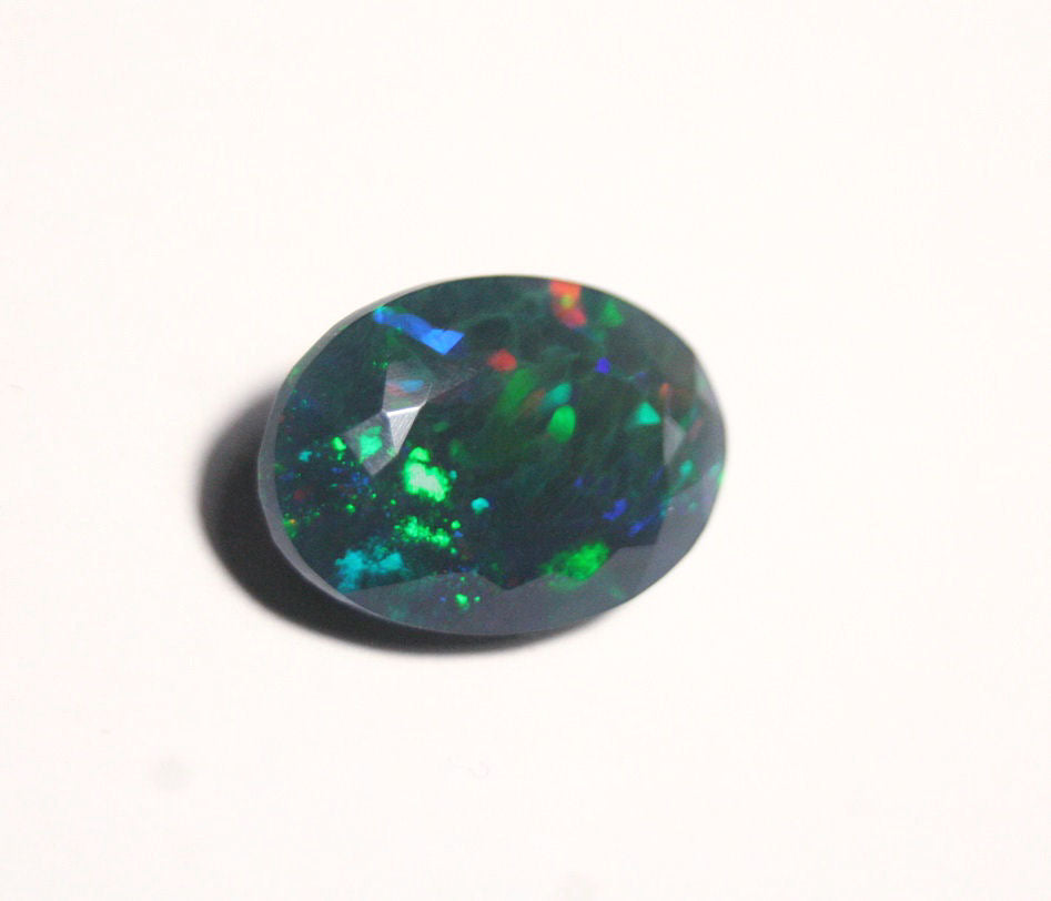 Faceted Black Welo Opal 6ct Honeycomb Confetti AAA Ethiopian Opal 16x11mm