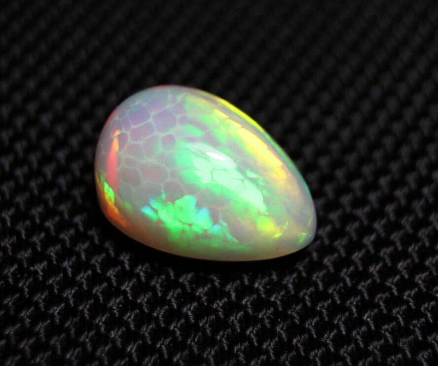 Welo Crystal Opal Cabochon 7.8ct Honeycomb Pear AAA Natural Ethiopian See Video