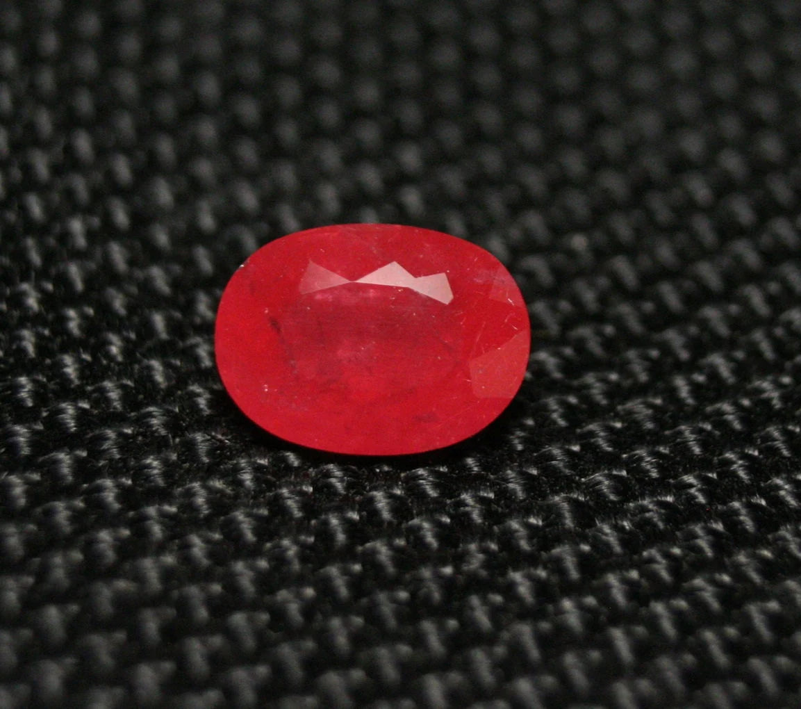 Rare Faceted Rhodonite 1.9ct Brazil Ultra Rare Crimson Red Gem Grade Rhodonite 8.5x6mm