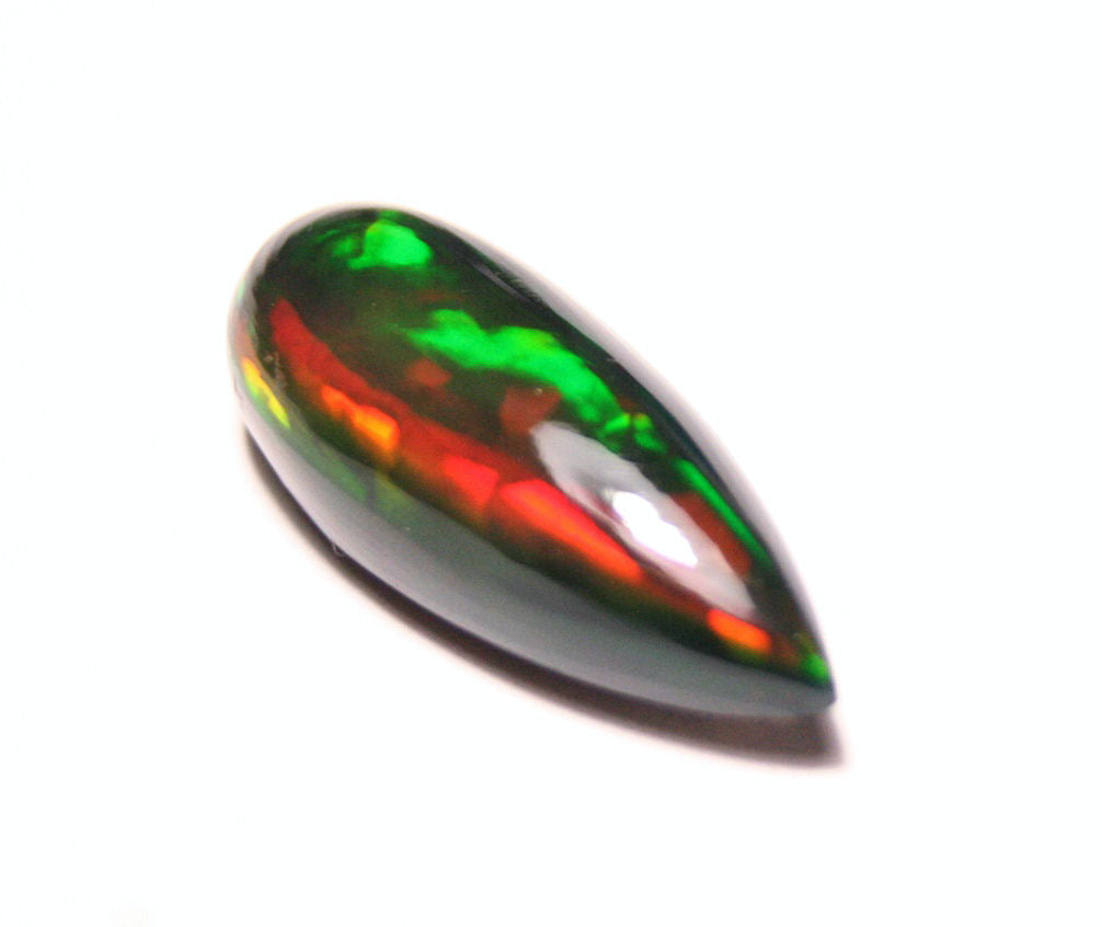 Black Welo Opal Cabochon 9.8ct Rainbow Teardrop Natural Opal Ethiopia 24x9mm