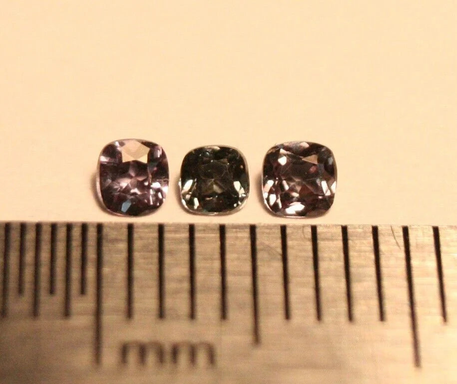 Blue Colour Change Garnet Bekily, 0.25ct Melee 3pc Lot Madagascar Worlds Rarest Garnet