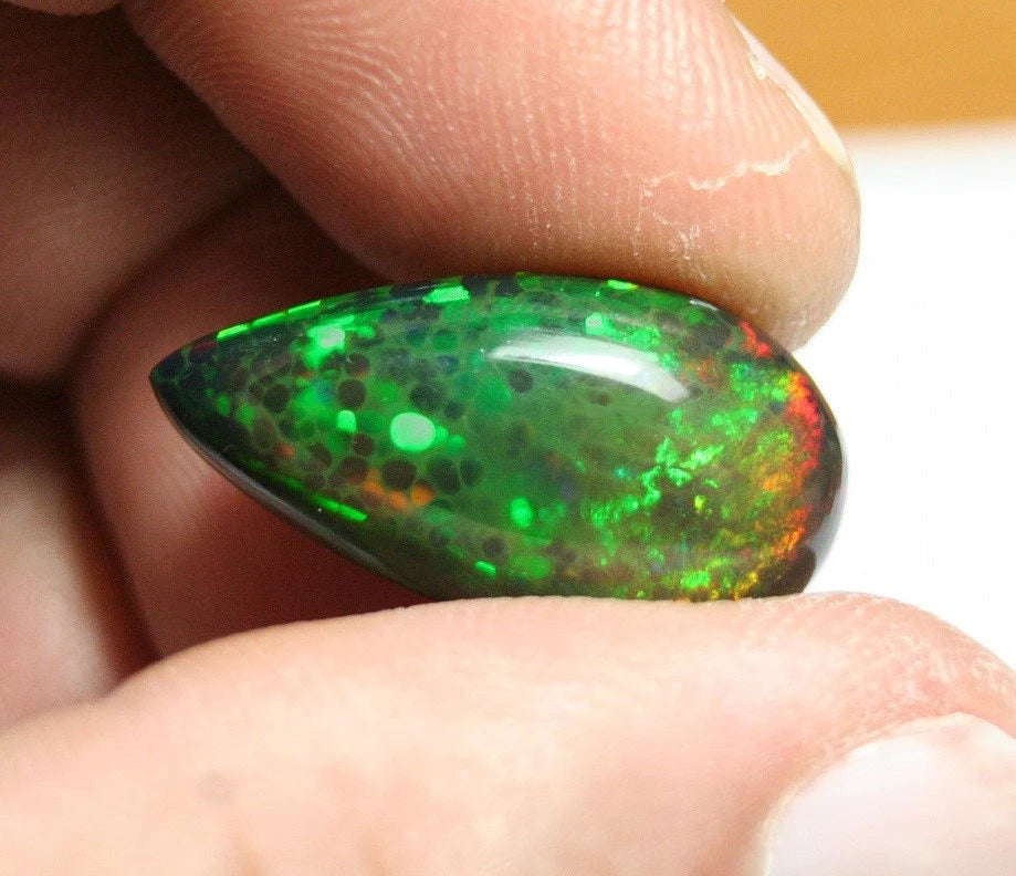 Welo Black Opal Cabochon 12ct Digital Neon Flake AAA Natural Opal Ethiopia Video