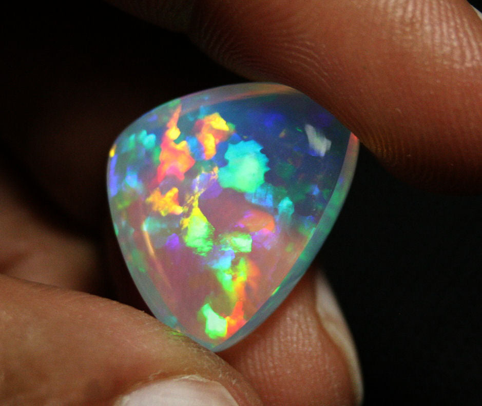 Welo Crystal Opal Cabochon 16.8ct Rainbow Mosaic Natural Water Clear Opal Video