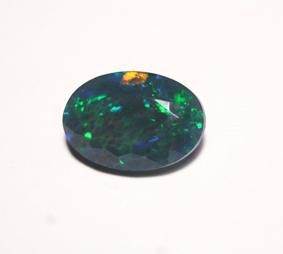 Faceted Black Welo Opal 6ct Honeycomb Confetti AAA Ethiopian Opal 16x11mm