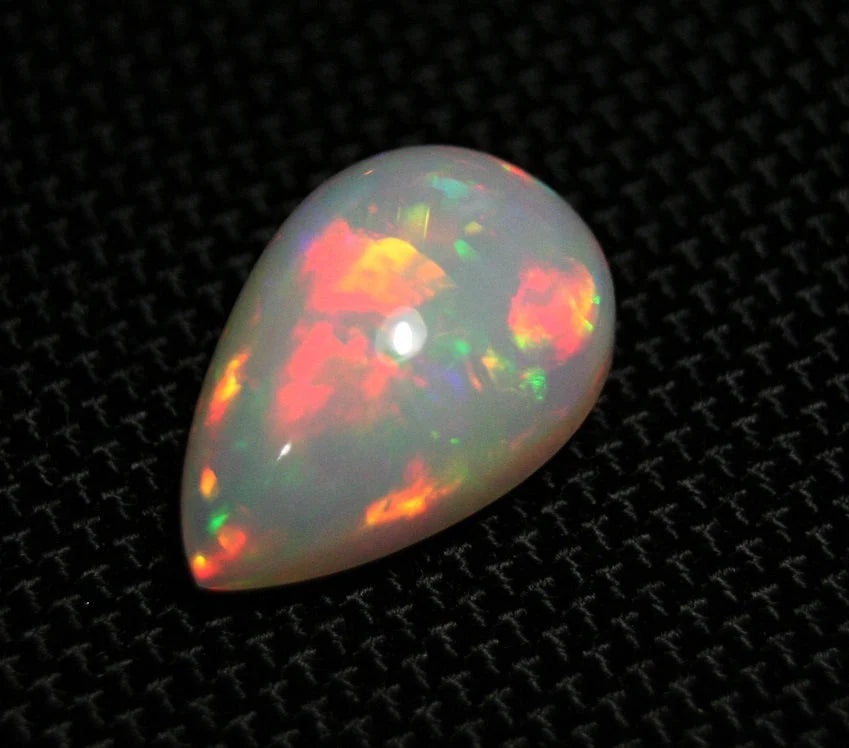 Welo Precious Opal Cabochon 9.7ct Rainbow Blaze Pear AAA Natural Ethiopian Video