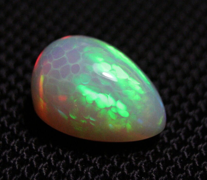 Welo Crystal Opal Cabochon 7.8ct Honeycomb Pear AAA Natural Ethiopian See Video