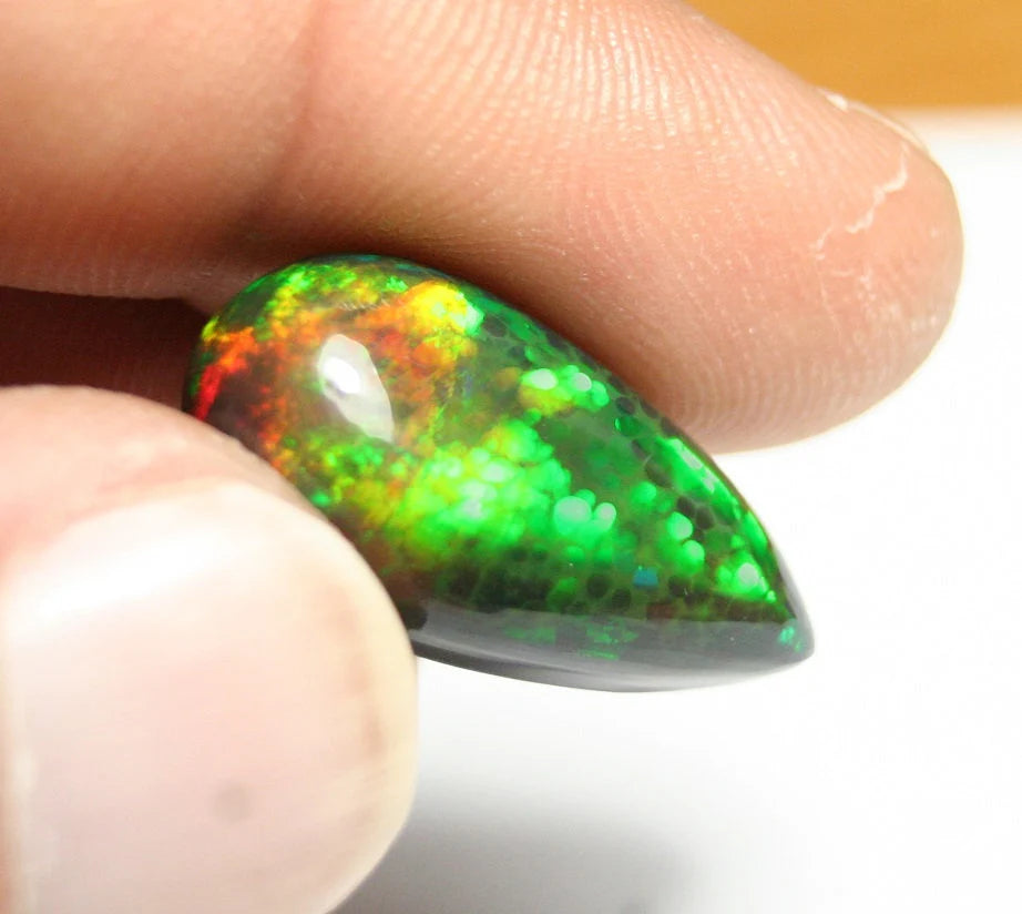 Welo Black Opal Cabochon 12ct Digital Neon Flake AAA Natural Opal Ethiopia Video