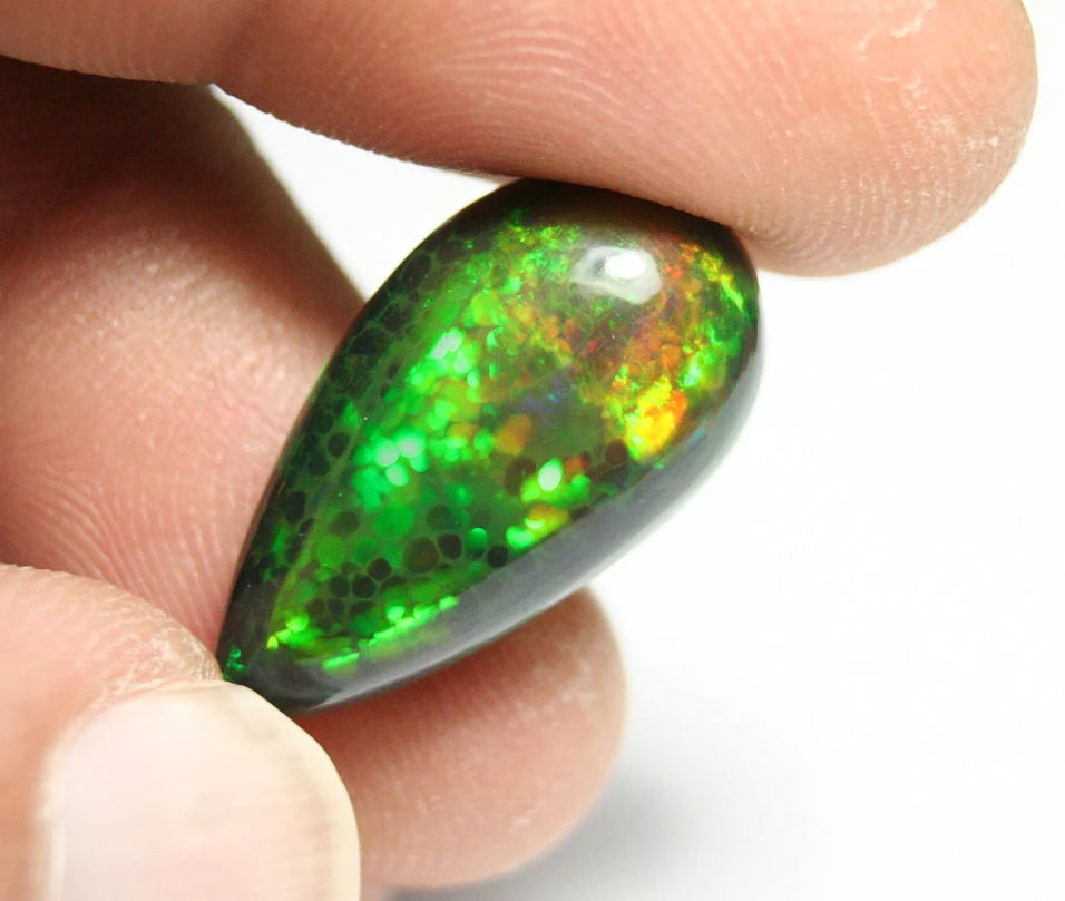 Welo Black Opal Cabochon 12ct Digital Neon Flake AAA Natural Opal Ethiopia Video