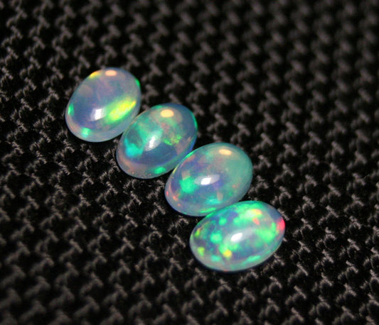 1.08ct Welo Crystal Opal Cabochon 4pc Lot - Rainbow Ovals AAA Jelly Opal 6x4mm