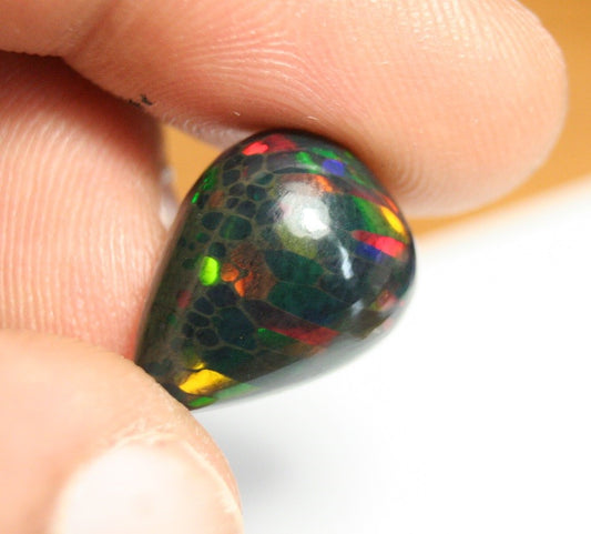 7.6ct Welo Black Opal Cabochon Stretched Honeycomb Natural Ethiopian Opal Video