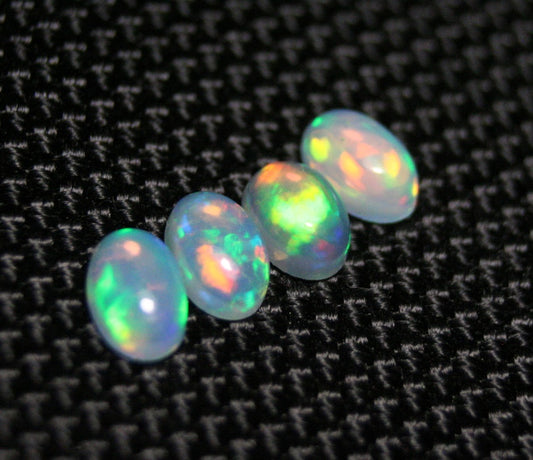 1.32ct Welo Crystal Opal Cabochon 4pc Lot - Rainbow Ovals AAA Jelly Opal 6x4mm