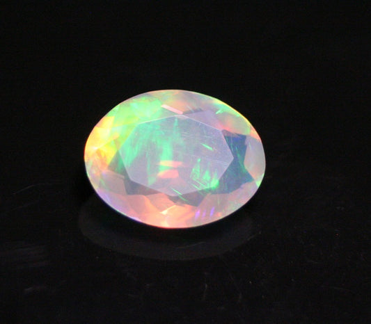 Faceted Welo Opal 1.75ct Rainbow Blaze AAA Natural Crystal Jelly Opal 11x8mm - See Video