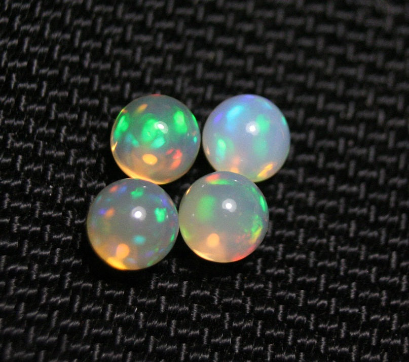 Welo Opal Crystal Ball 4pc Lot 2.7ct Neon Spheres Natural Ethiopian Opal 5x5mm