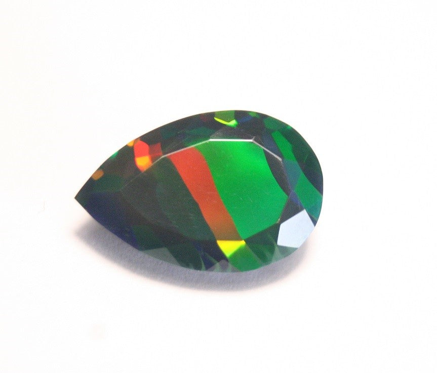 7.3ct Faceted Black Welo Opal Rainbow Zebra Stripes AAA Natural Ethiopian Opal