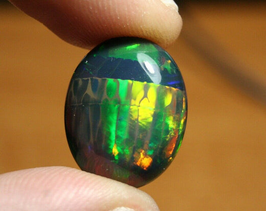 17.2ct Welo Black Opal Cabochon Rare Beetle Back Flash AAAA Opal See Video