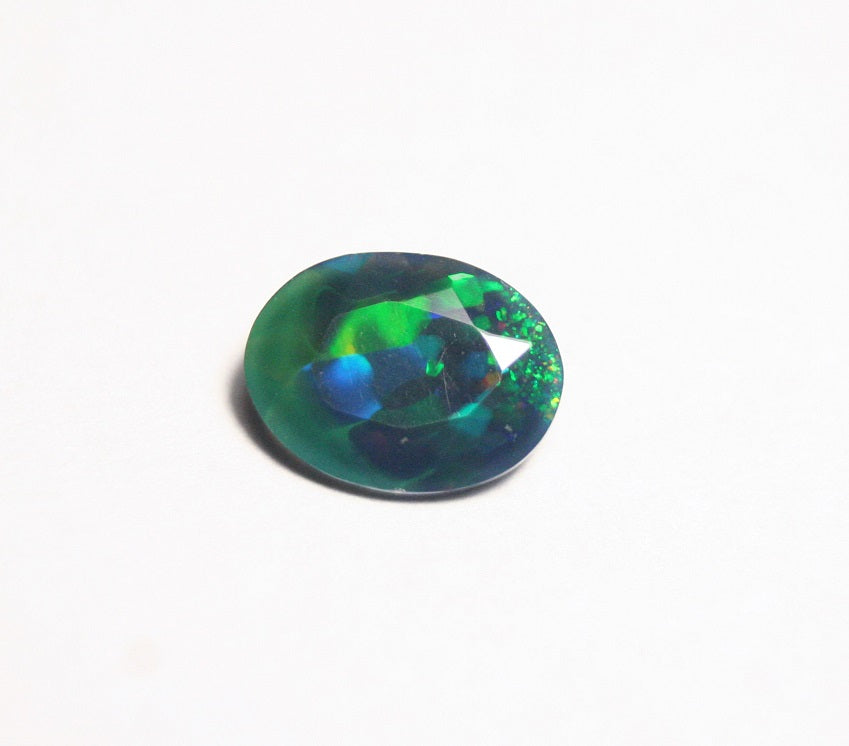 1.5ct Faceted Black Natural Welo Opal Stunning Neon Flash AAA Jelly Opal 11x8