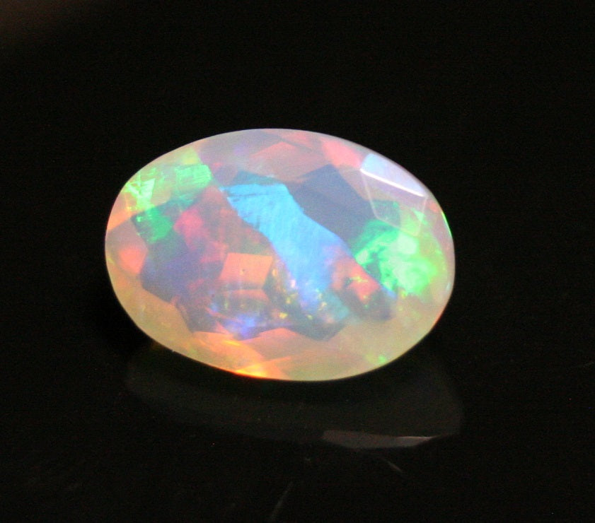 Faceted Welo Opal 1.8ct Neon Stripes AAA Natural Crystal Jelly Opal 11x8mm - See Video