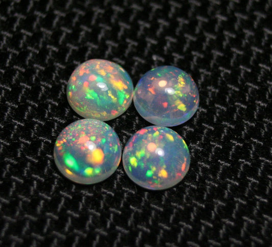 Welo Crystal Opal Round 5x5mm Cabochons 4pc Lot 1.31ct AAA Natural Ethiopian Opal