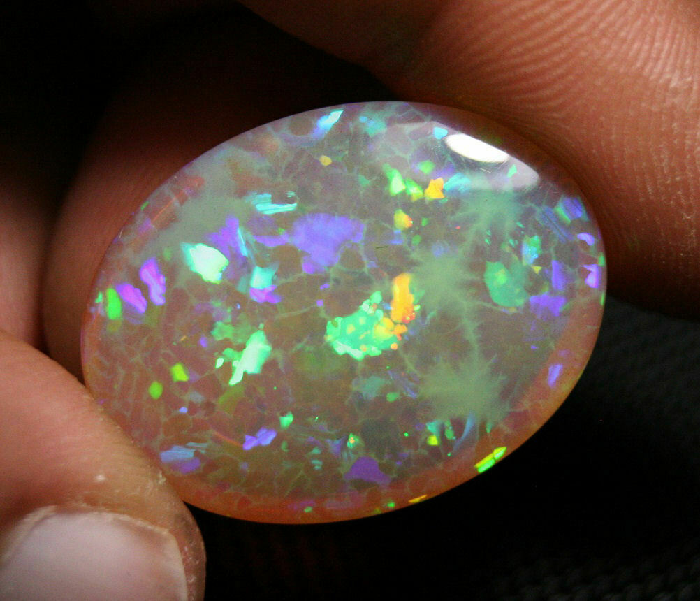 Welo Honey Opal Cabochon 32ct Psychedelic Blaze Natural Opal Ethiopia See Video