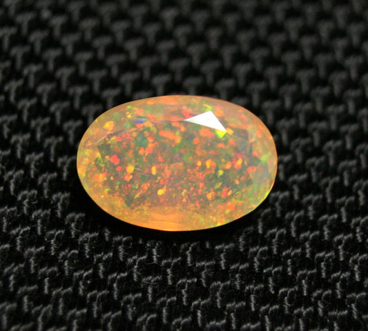 2ct Faceted Welo Opal Rainbow Confetti Oval AAA Natural Crystal Honey Opal 11x8mm - See Video