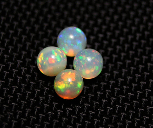 Welo Opal Crystal Ball 4pc Lot 2.34ct Neon Spheres Natural Ethiopian Opal 5x5mm