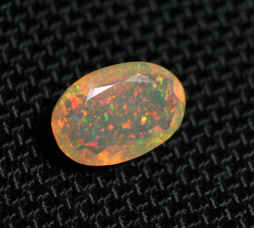 2ct Faceted Welo Opal Rainbow Confetti Oval AAA Natural Crystal Honey Opal 11x8mm - See Video