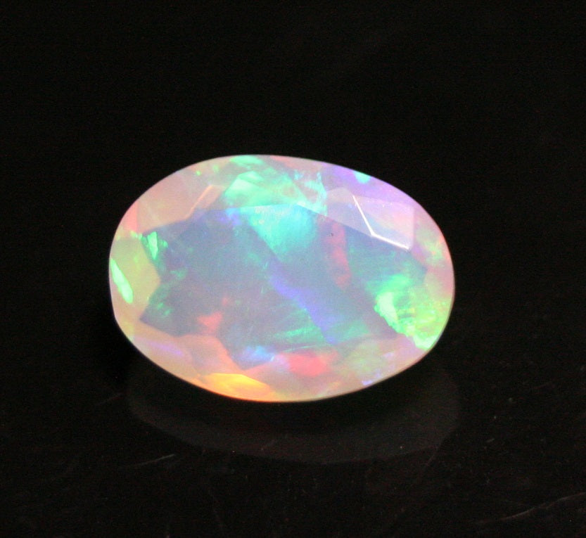 Faceted Welo Opal 1.8ct Neon Stripes AAA Natural Crystal Jelly Opal 11x8mm - See Video