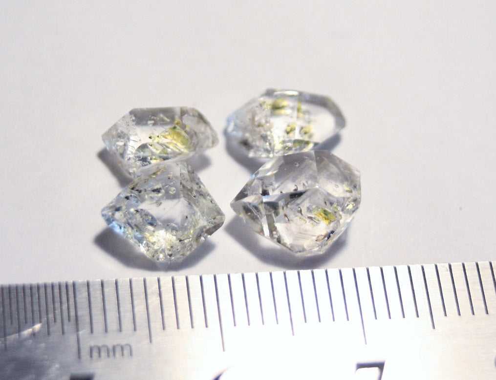 6.55ct Rare Fluorescent Petroleum Enhydro Oil Diamond Quartz Crystal 4pc Lot