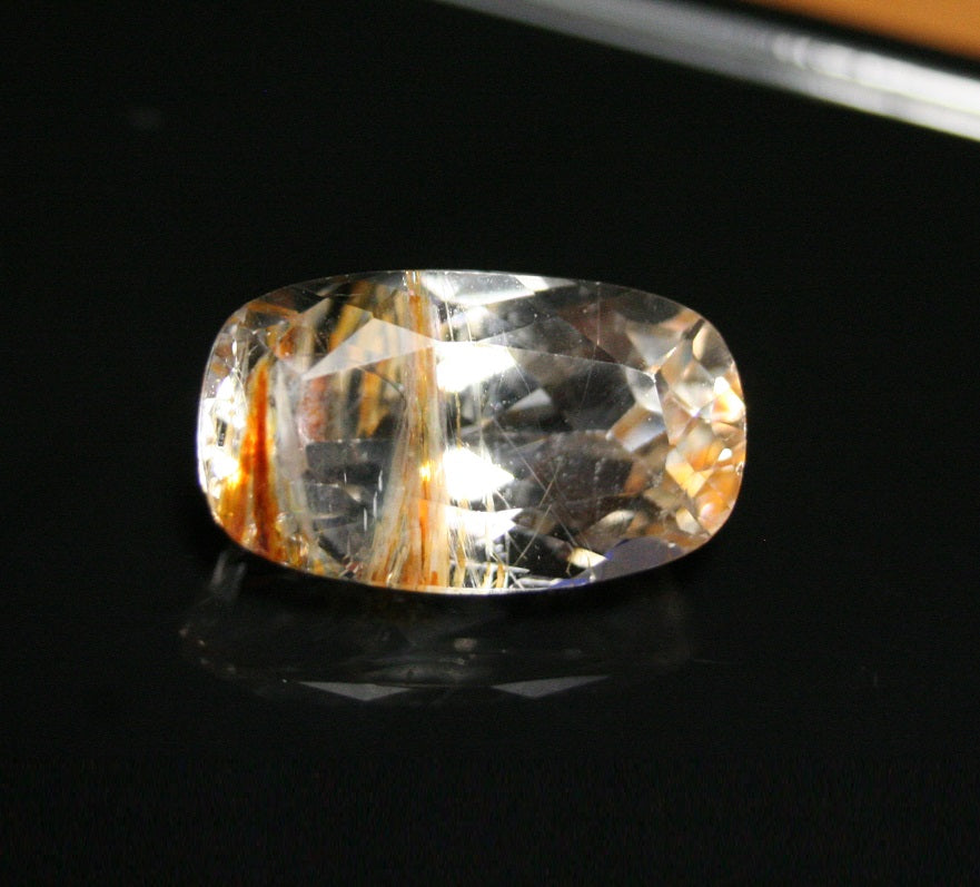 8.3ct Faceted Topaz With Golden Limonite Inclusions Rare Gem - Myanmar