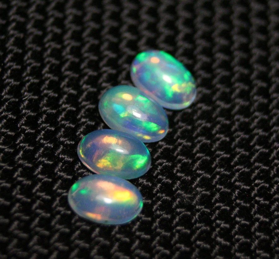 1.08ct Welo Crystal Opal Cabochon 4pc Lot - Rainbow Ovals AAA Jelly Opal 6x4mm