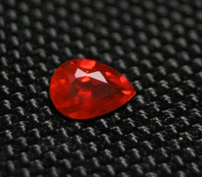 Faceted Orange Mexican Fire Opal Pear Cut 0.72ct Natural Rich Opalescent Opal 8x5.5mm