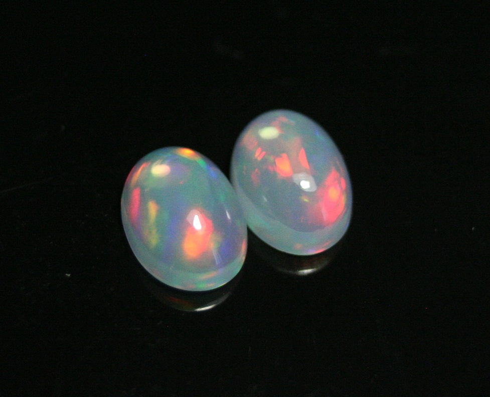 2ct Welo Crystal Opal Cabochon - Rainbow Oval Pair AAA Jelly Opal 8x6mm