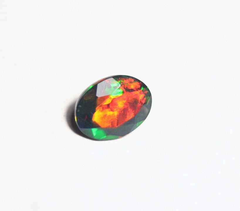 1.38ct Faceted Black Natural Welo Opal Stunning Neon Rainbow Flash AAA Jelly Opal