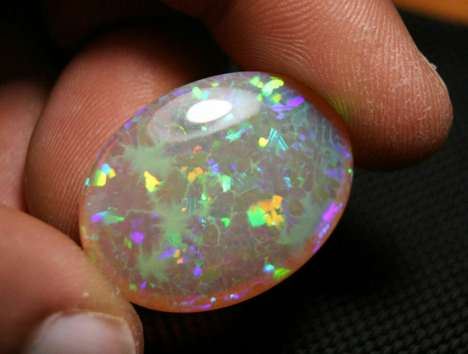 Welo Honey Opal Cabochon 32ct Psychedelic Blaze Natural Opal Ethiopia See Video