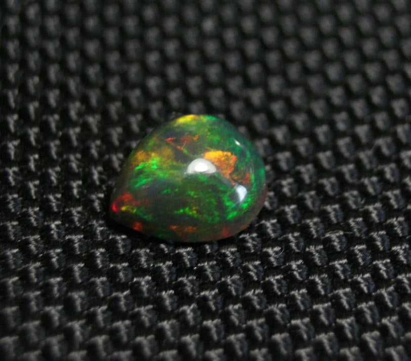 1.66ct Black Welo Opal Cabochon Stunning Rainbow Flash Pear AAA Natural Ethiopian Opal 10x8mm