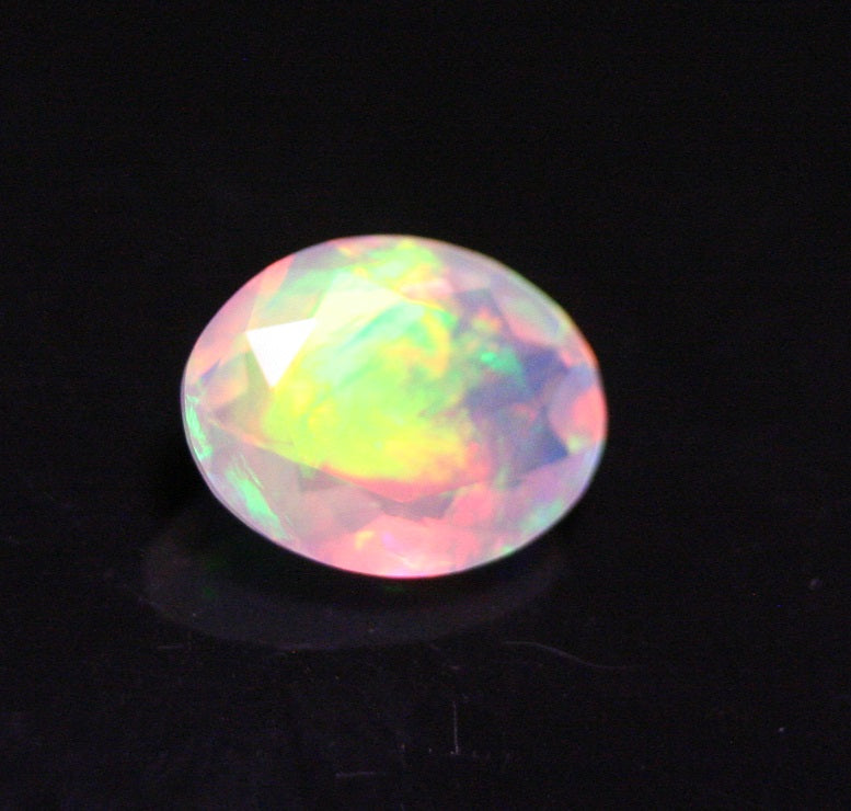 Faceted Welo Opal 1.75ct Rainbow Blaze AAA Natural Crystal Jelly Opal 11x8mm - See Video