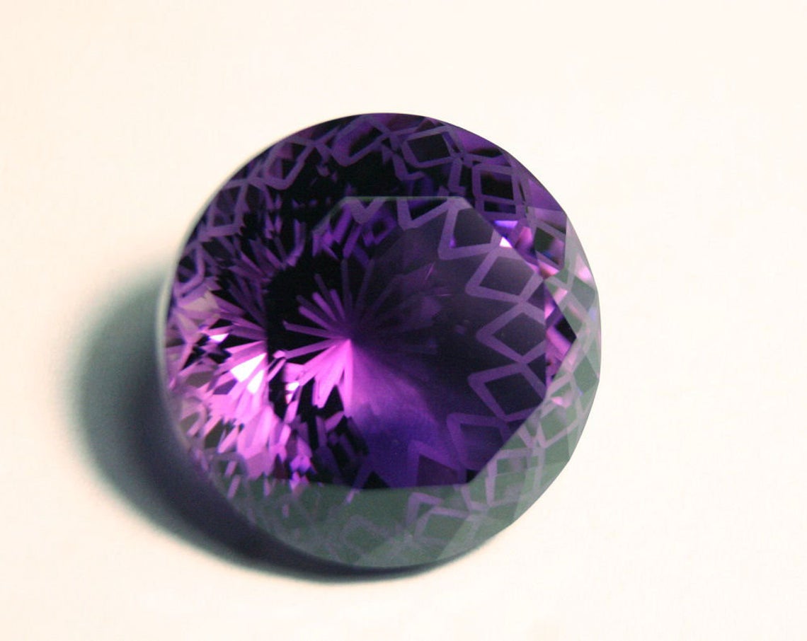 46ct Zambian Amethyst - Unique Precision Fantasy Cut Gem - See Video