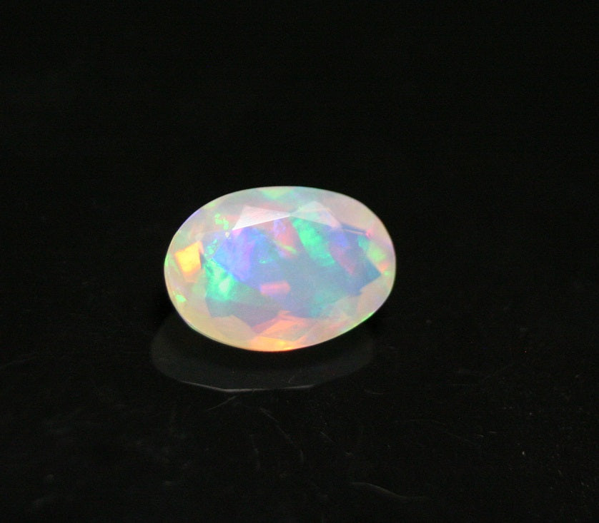 Faceted Welo Opal 1.8ct Neon Stripes AAA Natural Crystal Jelly Opal 11x8mm - See Video