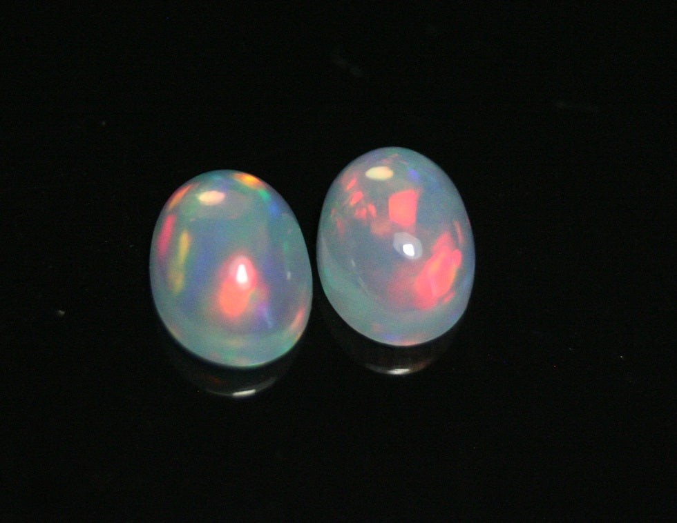 2ct Welo Crystal Opal Cabochon - Rainbow Oval Pair AAA Jelly Opal 8x6mm